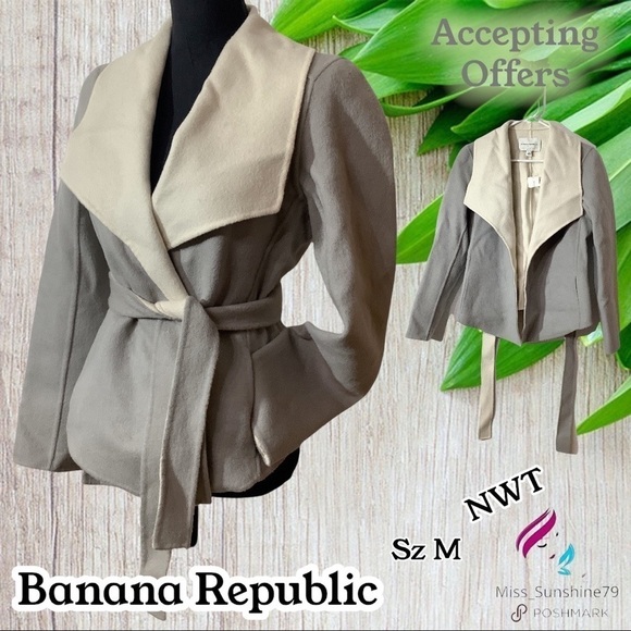 Banana Republic NWT - Sz M - elegant wool nylon blend jacket blazer jack… - Picture 1 of 8